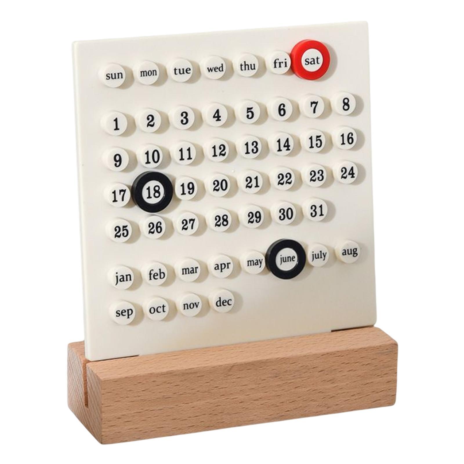 2pcs Wooden Desk Calendar Ornaments Office Date Planner Supplies