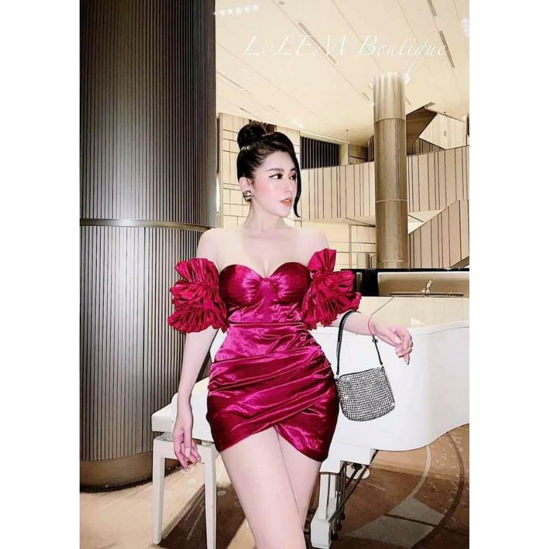 Đầm body trễ vai tay phối tầng
