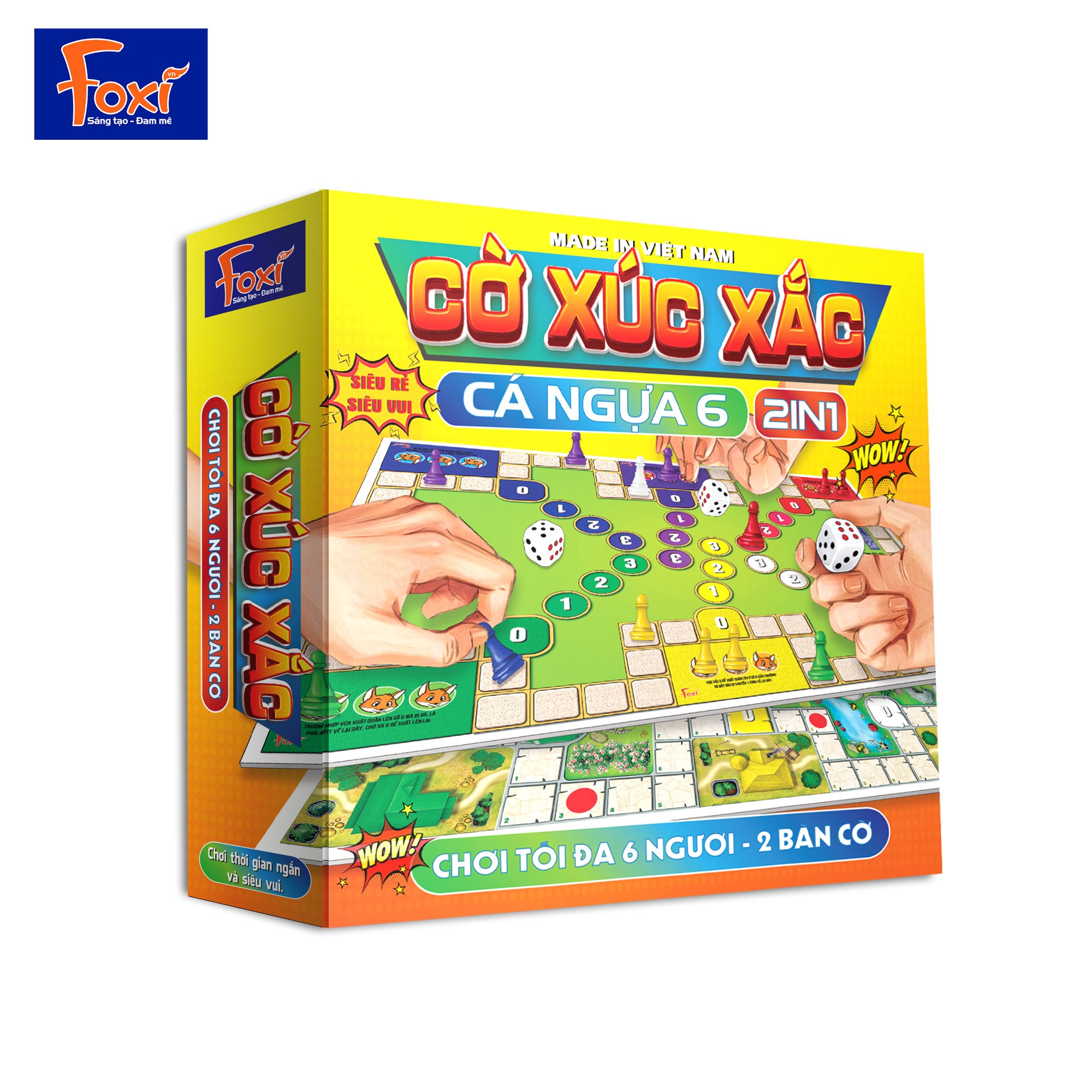 Board game-Cờ xúc xắc cá ngựa 6 người chơi Foxi-đồ chơi phát triển tư duy-dễ chơi-vui nhộn-giá siêu rẻ