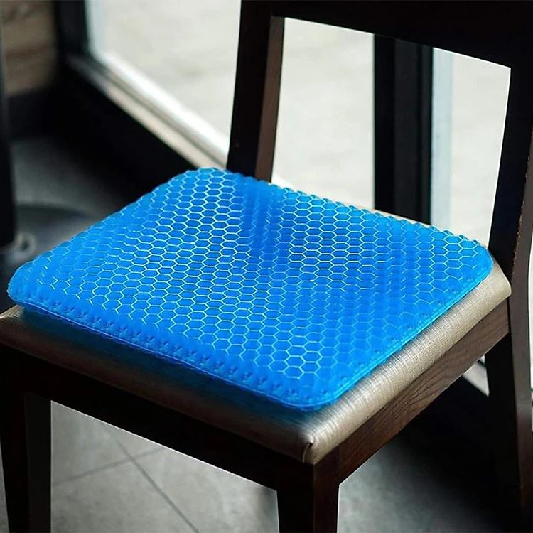 Đệm Ngồi 3D Silicon 2 Lớp Tổ Ong Lót Ghế Thoáng Khí Chống Đau Mỏi Lưng Tặng Kèm Túi Đựng - Hàng chính hãng