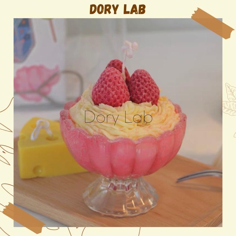 Nến Thơm Ly Kem Dâu Tây Handmade Không Khói, Quà Tặng Độc Đáo - Dory Lab