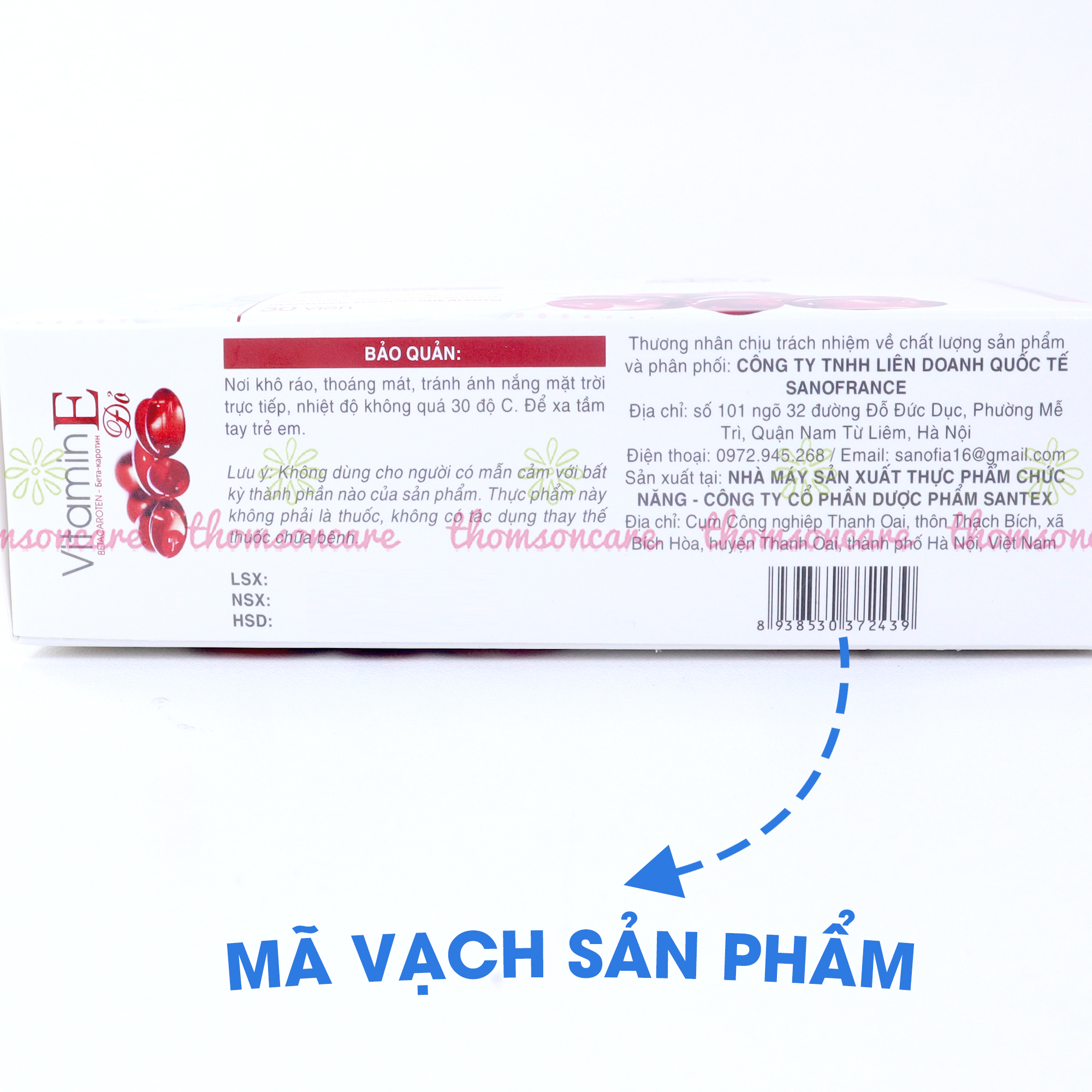 Vitamin E đỏ Sanofia - Giúp đẹp da, giảm lão hóa, chống oxy hóa, giảm nhăn da, nám da, tàn nhang, trắng da từ dầu hạt hướng dương - Hộp 30 viên Thomsoncare
