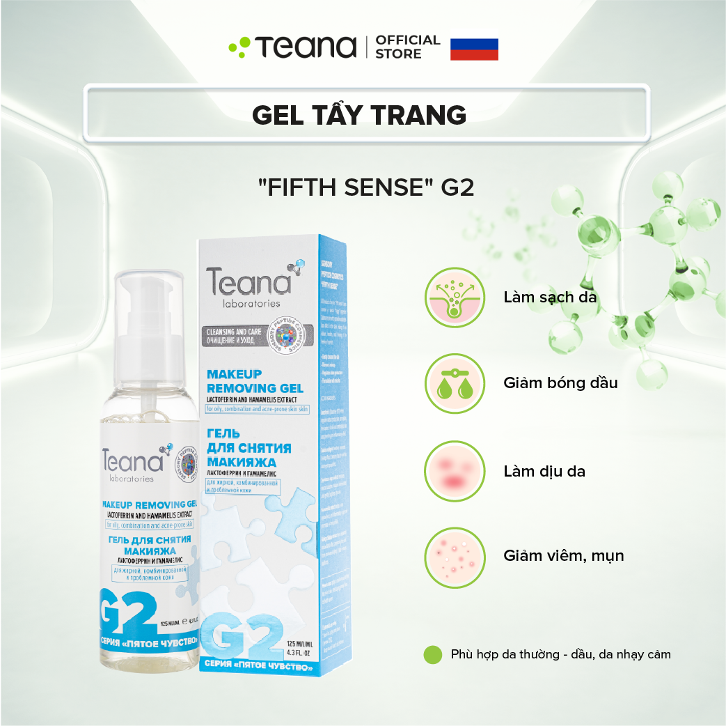 Gel tẩy trang Teana &quot;Fifth Sense&quot; G2 chiết xuất cây phỉ và Lactoferrin