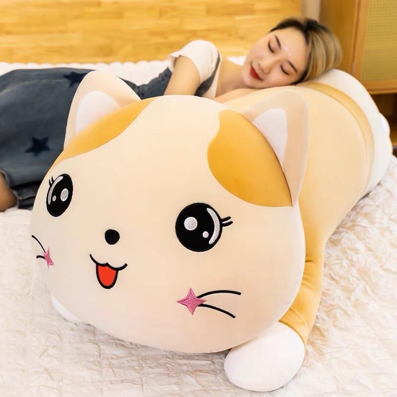 Gấu bông ôm dài mèo Miso Kute vàng cao cấp, cực mịn
