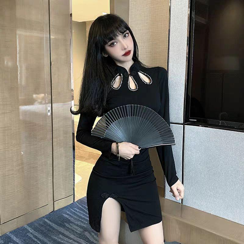 Sườn xám có sẵn sườn xám đỏ mặc Tết trung hoa ôm body quyến rũ