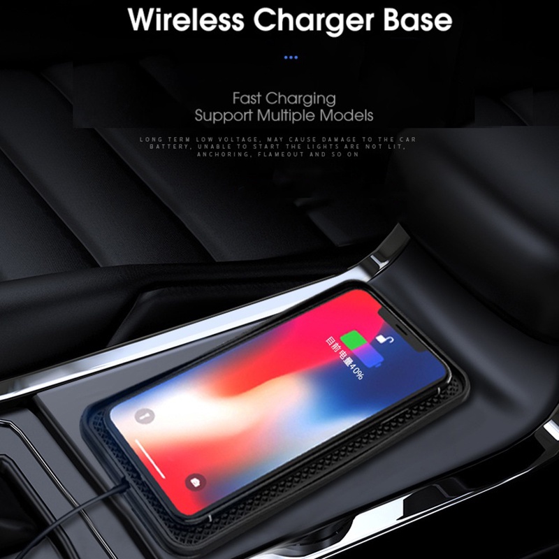 Bộ đế sạc nhanh không dây Qi 10W thông minh có đệm chống sốc dùng trong xe hơi văn phòng mẫu mới, phụ kiện ô tô