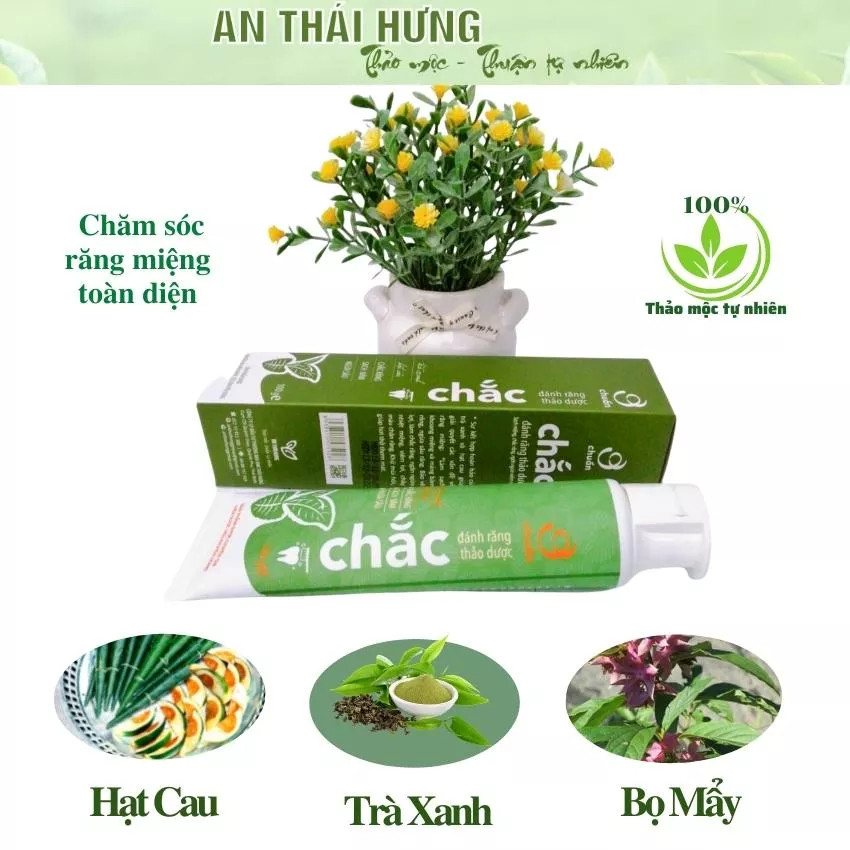 Kem đánh răng thảo dược Ơ Chuẩn chắc An Thái Hưng 100g - Trắng Răng Sạch Miệng Hết Mảng Bám Ngừa Sâu Răng khử mùi hôi