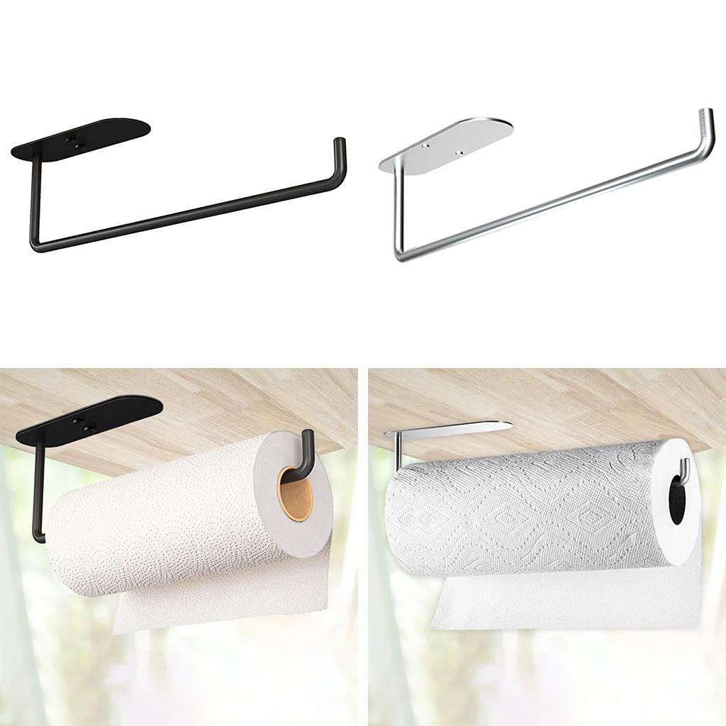 Pack of 2 Adhesive Roll Paper Towel Holder Cabinet Towel Holder Wall Mounted