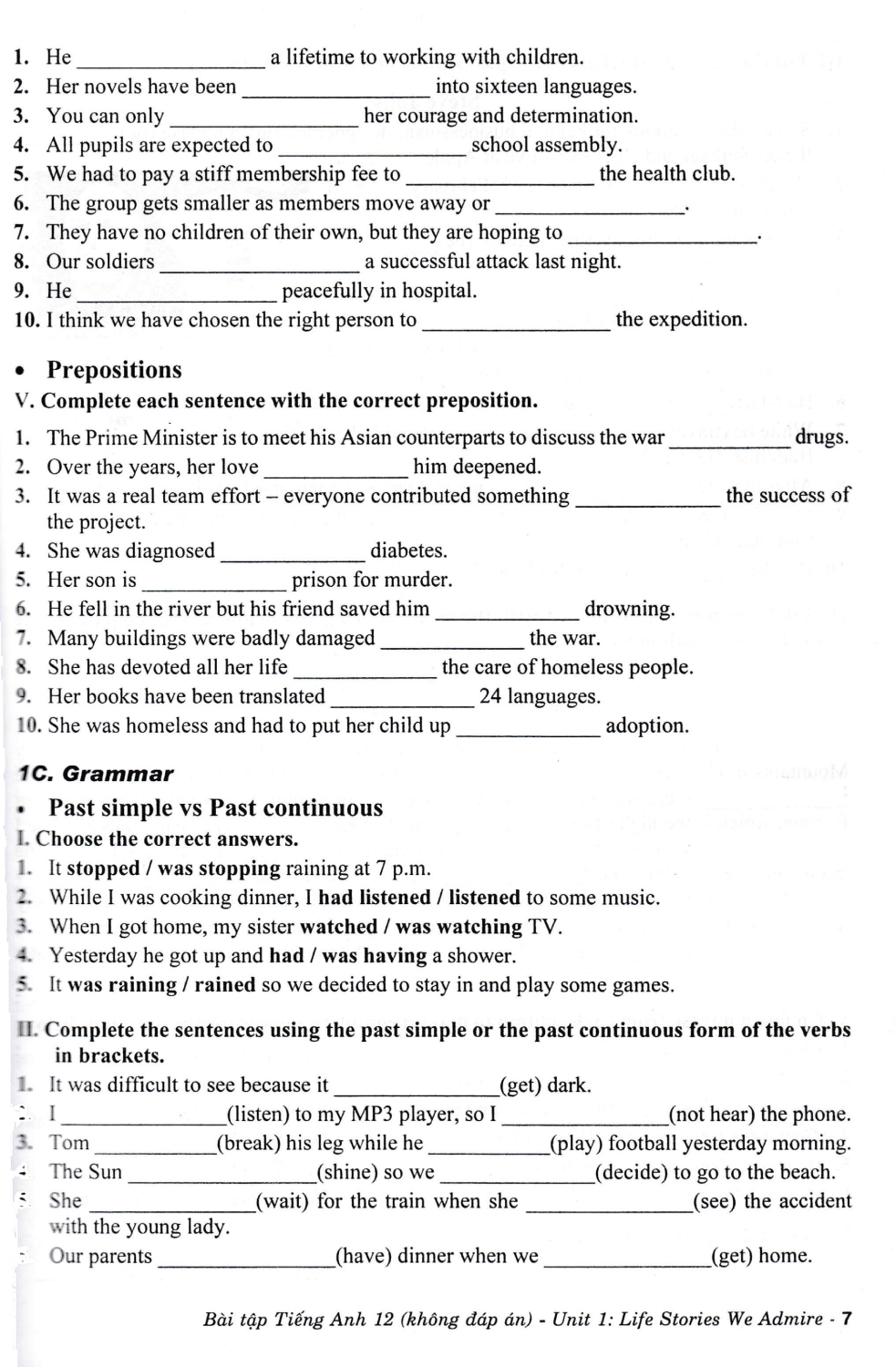 Bài Tập Tiếng Anh 12 - Không Đáp Án (Dùng Kèm SGK Kết Nối Tri Thức Với Cuộc Sống) (HA)