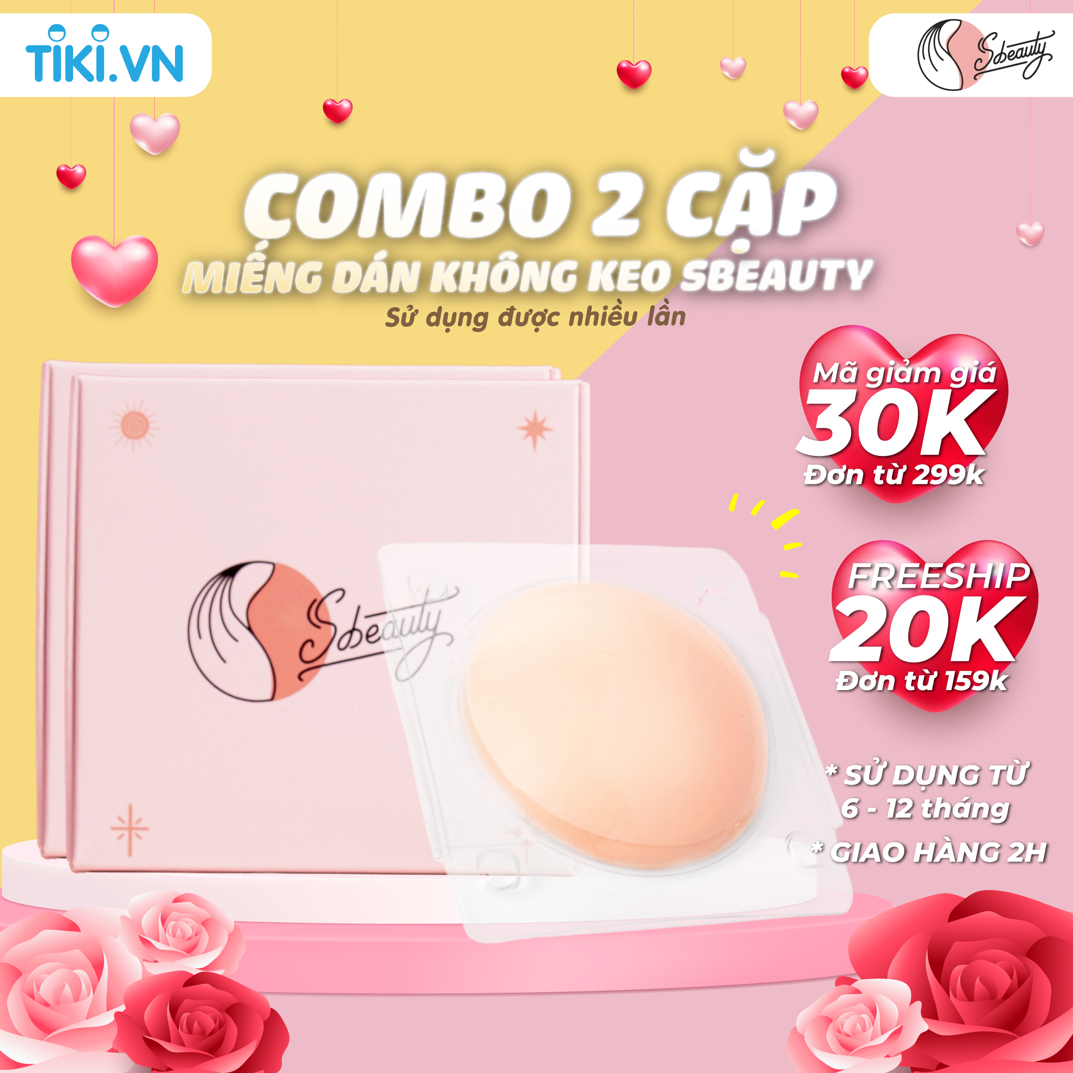 Combo 2 Cặp Miếng Dán Ngực Tự Thân Silicon Y Tế Sbeauty