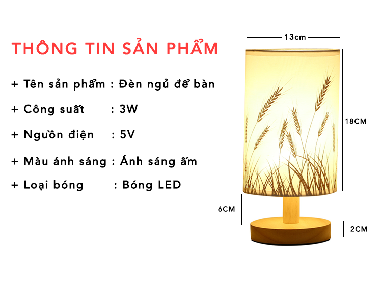 Đèn Ngủ Để Bàn Thân Gỗ - Đèn Ngủ LED Trang Trí Phòng Ngủ Decor Phong Cách Vintage Độc Đáo, Bóng Led - Hàng Chính Hãng