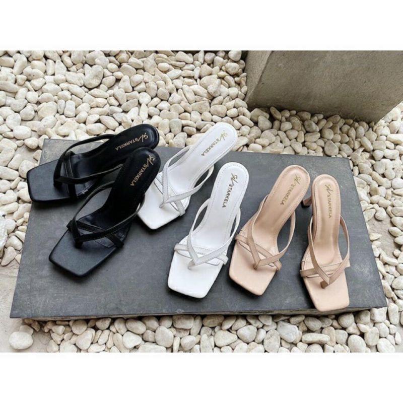 219. Dép sandal cao gót 7 cm xỏ ngón