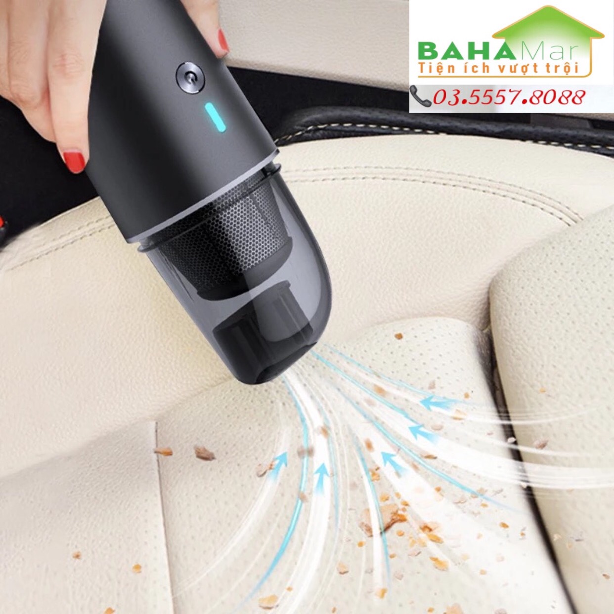 MÁY HÚT BỤI MINI KHÔNG DÂY CẦM TAY 'BAHAMAR" dùng cho xe ô tô rất phù hợp, dùng trong gia đình khi dọn dẹp nh