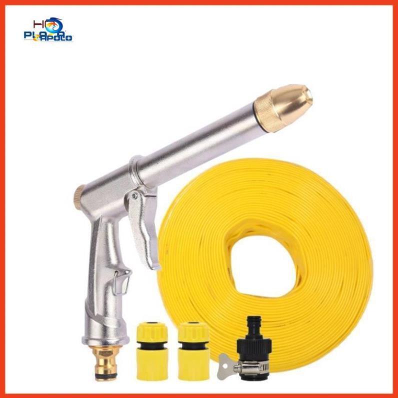 Vòi nước vòi phun nước rửa xe tưới cây tăng áp thông minh + bộ dây bơm nước cao cấp TLG 206810 đầu đồng,nối đen