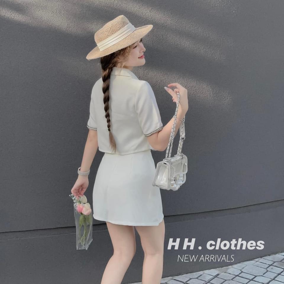SET ĐI CHƠI, SET 2 MÓN ÁO DẠ KIỂU SƠ MI VIỀN TÚI PHỐI CHÂN VÁY CỰC HOT