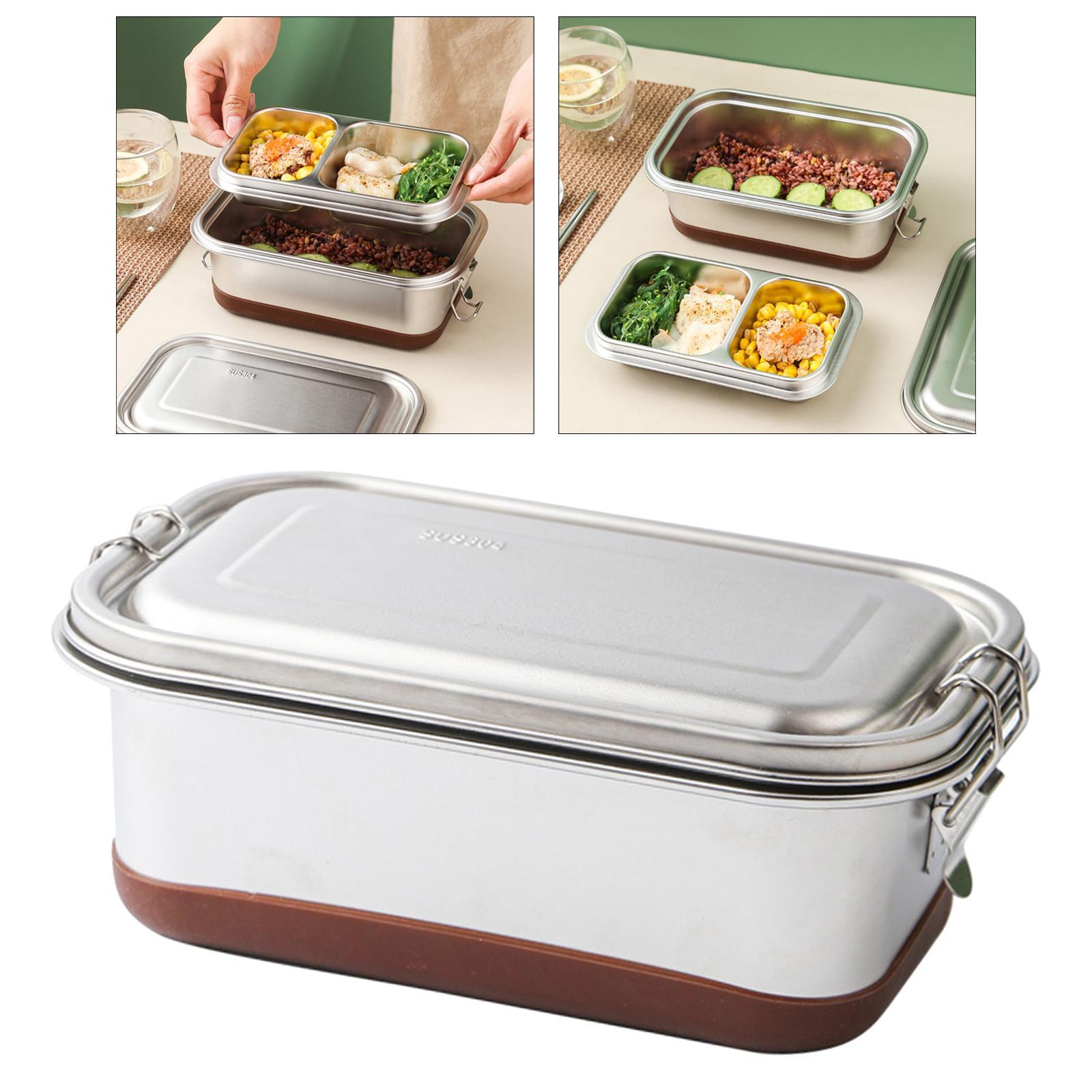 1.2L Stainless Steel Bento Lunch Food Box Container Outdoor Meals Use