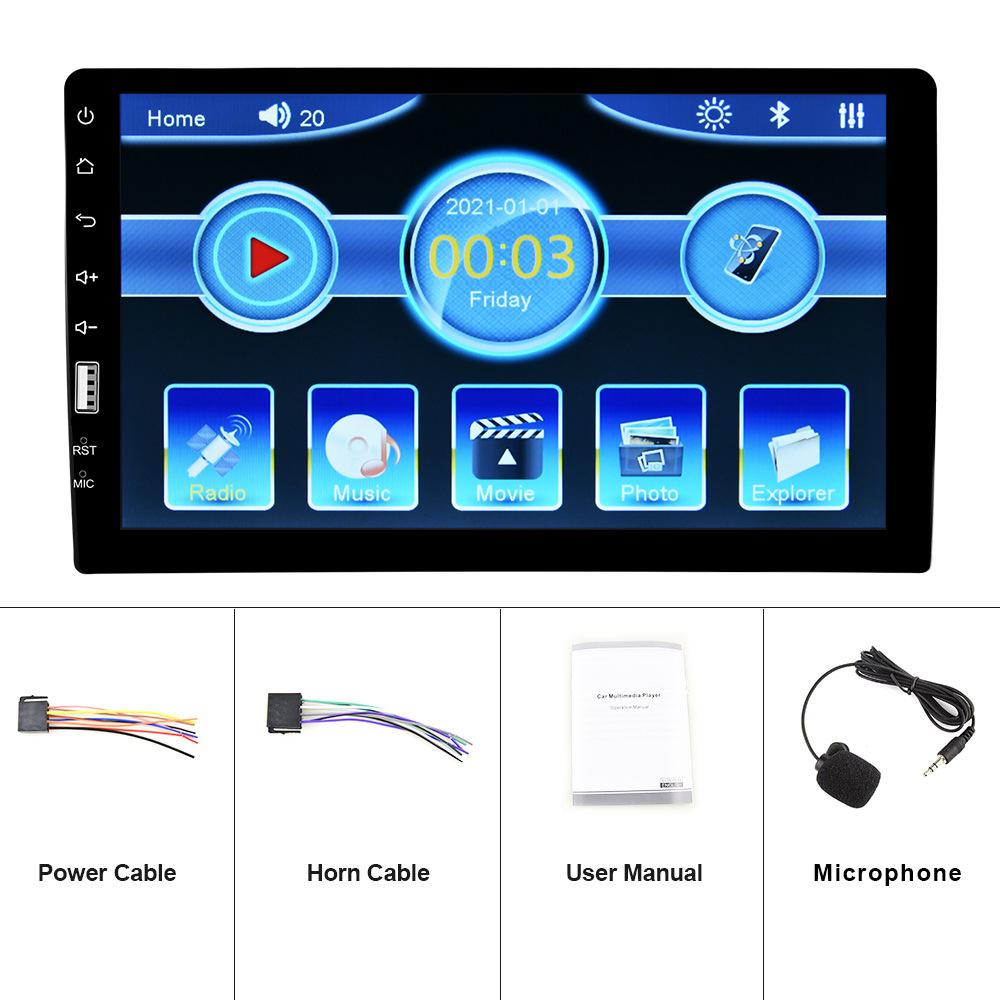 Bộ điều khiển trung tâm đa năng dành cho ô tô một thân 9 inch phong cách mới nhất, máy nghe nhạc MP5 Bluetooth màn hình lớn có tích hợp video đảo chiều micrô bên ngoài