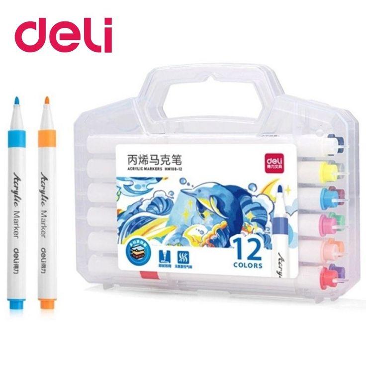 Bút Marker Deli 12 Màu EC189-12 (Hộp 12 màu)