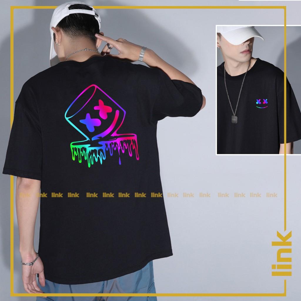 Áo thun phản quang 7 màu MẶT MARSHMELLO tay lỡ unisex