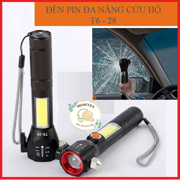 Đèn Pin Siêu Sáng Cứu Hộ T6-28 đa chức năng - HENRYSA