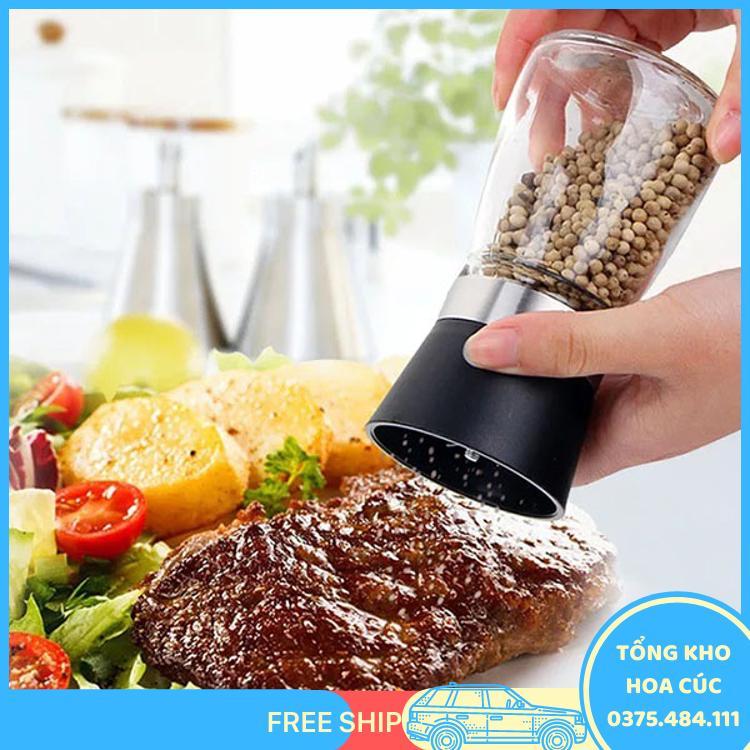 Cối Xay Tiêu Kiêm Đựng Tiêu Đa Năng Bằng Thủy Tinh Có Tay Cầm Vặn Tiện Lợi - Dụng Cụ Rắc Gia Vị Thông Minh - Vận Chuyển Miễn Phí Toàn Quốc