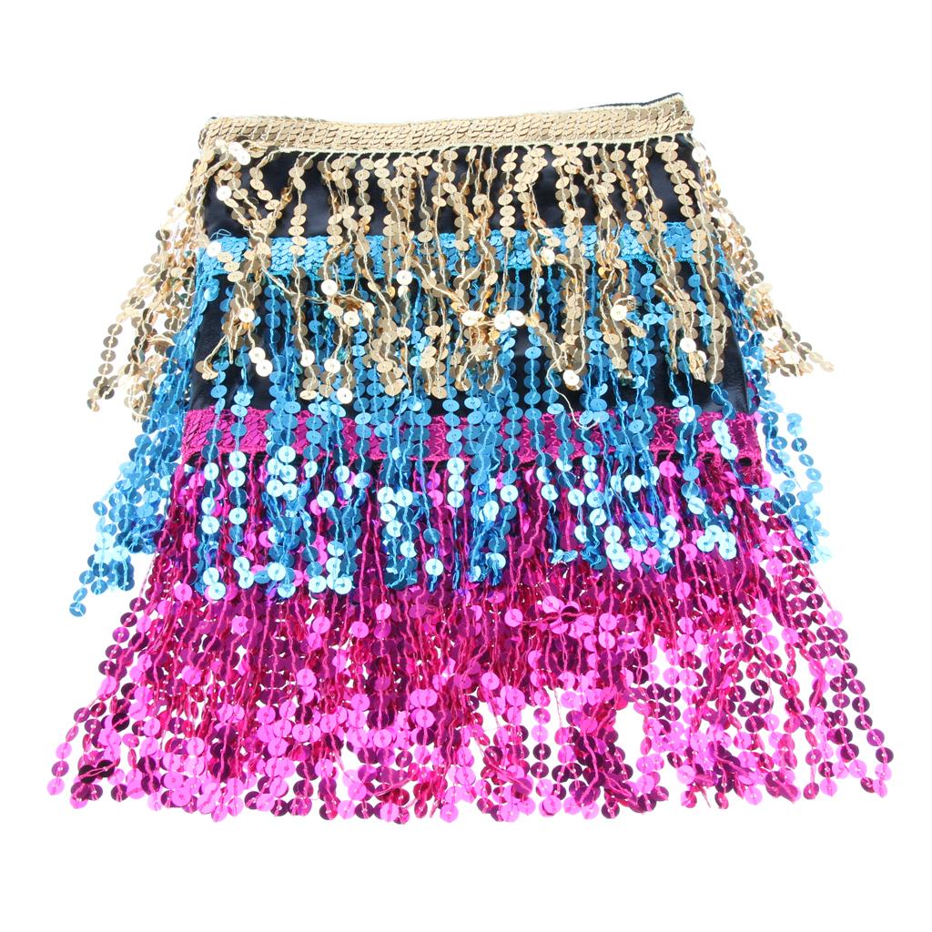 Sequins Indian Belly Dance Hip Skirt Waist Belt Hip Scarf Wrap Dancewear