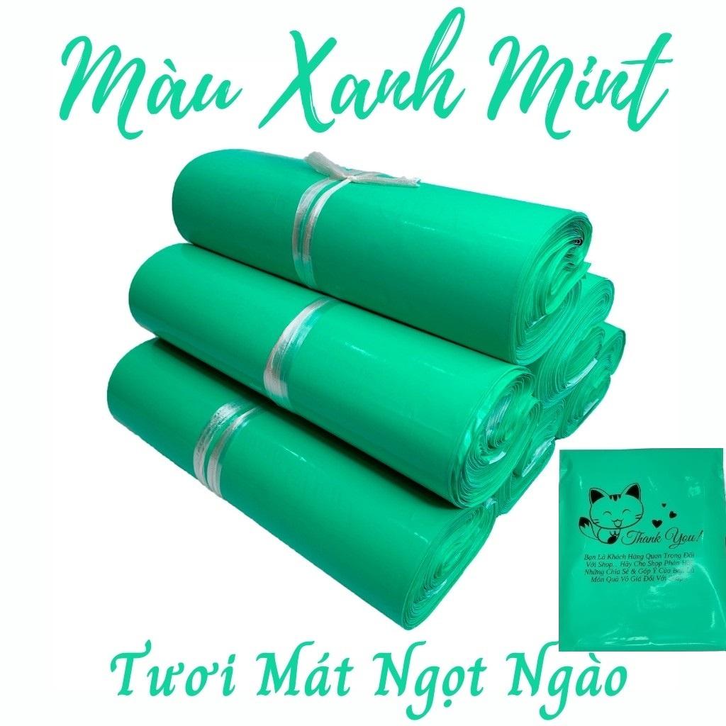 Túi Gói Hàng Túi Đóng Hàng Màu Xanh Mint In Mèo Thần Tài & Cám Ơn Khách Hàng Size 30x42