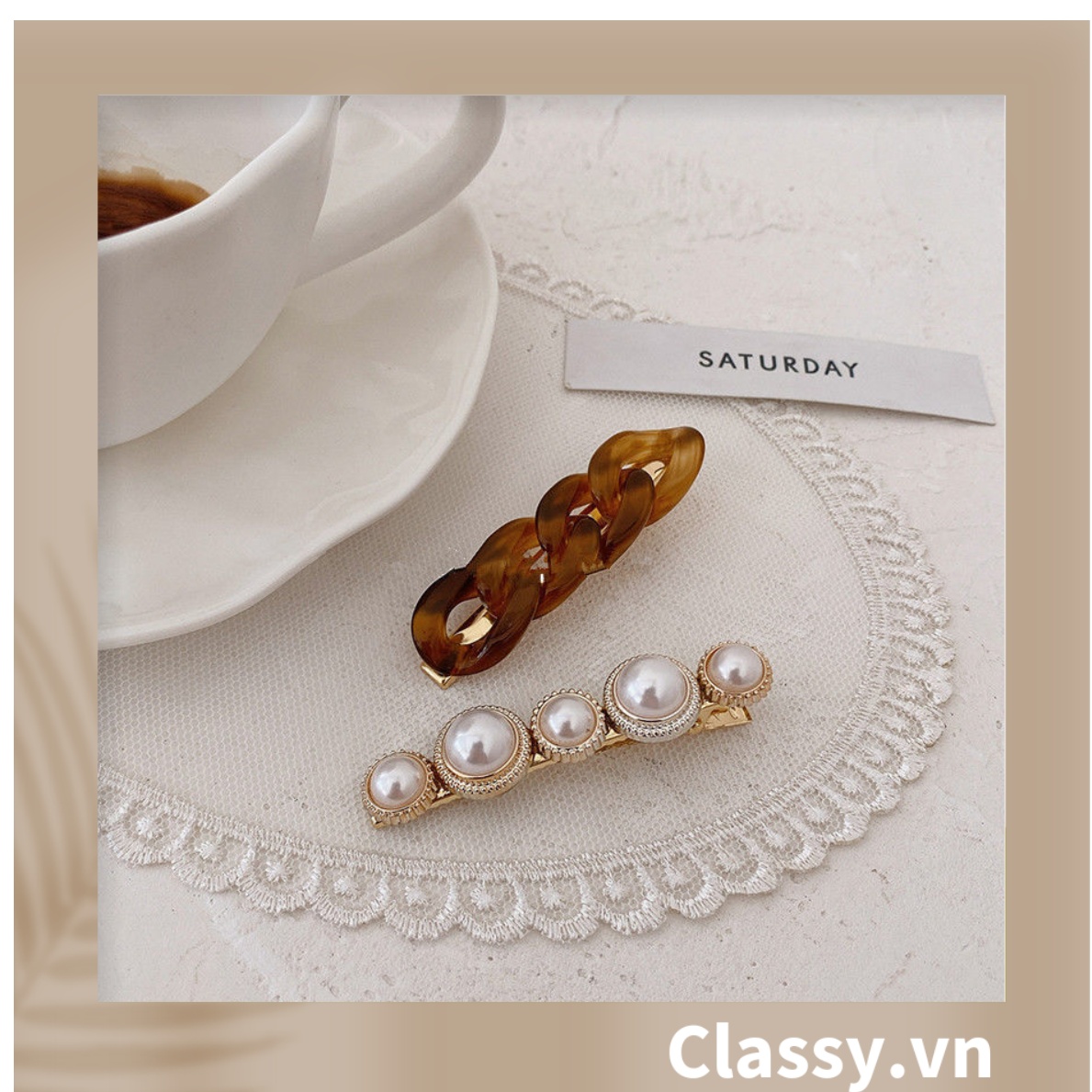 Bộ 02 Kẹp Tóc Họa tiết cẩm thạch sang trọng & thanh lịch dành cho phái nữ Classy PK228