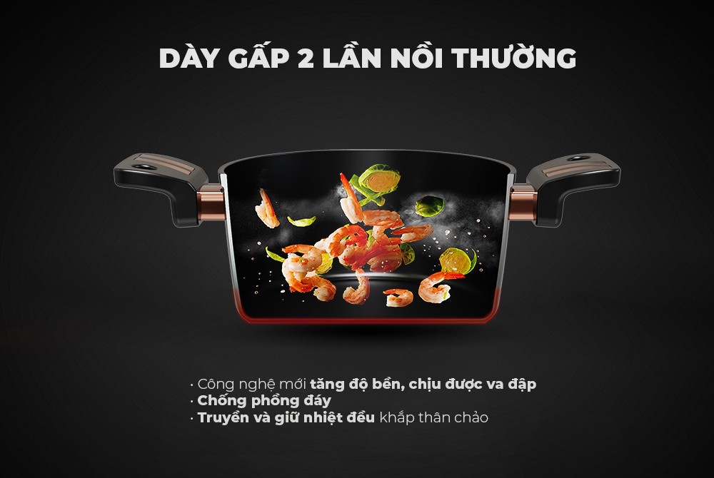 NỒI CHỐNG DÍNH ULTRA TITANIUM SUNHOUSE 18-20-24CM