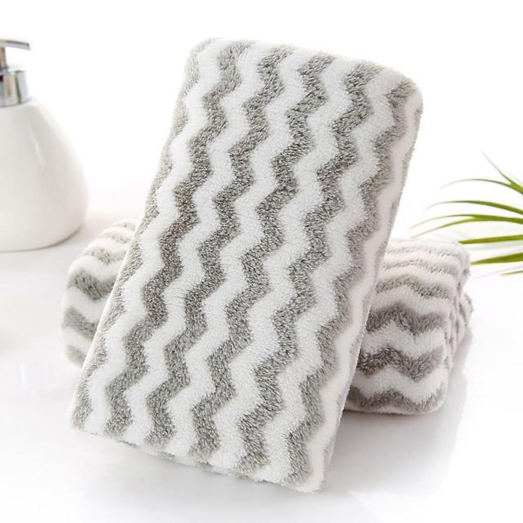 Khăn Mặt Lông Cừu Xuất Hàn Vân Kẻ Sọc