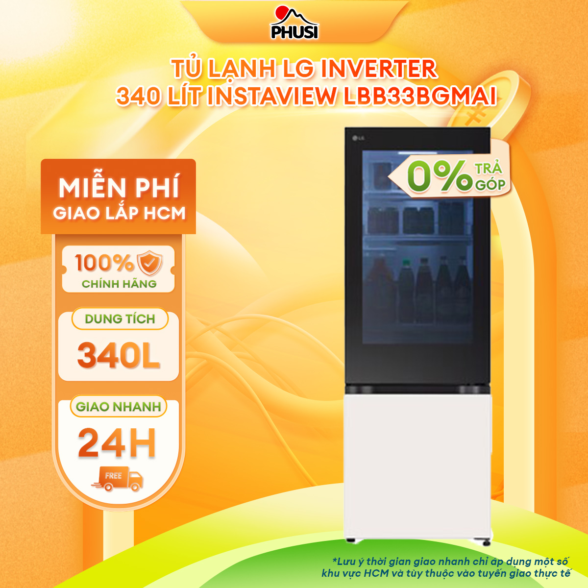 Tủ lạnh LG Inverter 340 lít InstaView LBB33BGMAI - Hàng Chính Hãng - Mới 100%