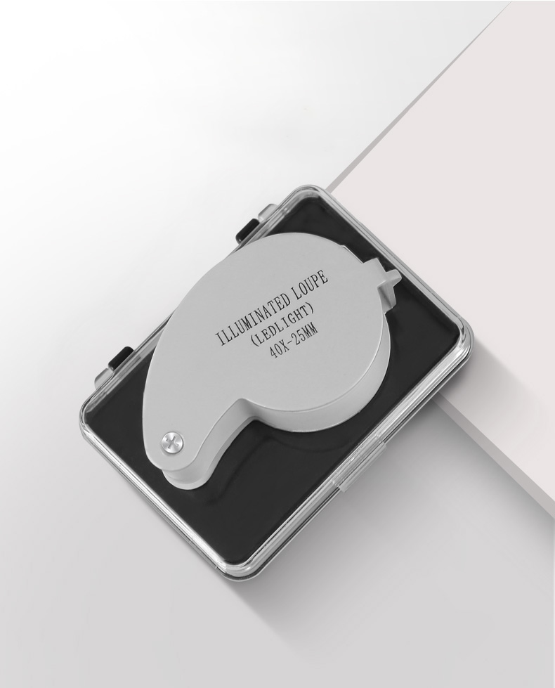 Kính lúp mini cầm tay 40x-25mm có đèn led trợ sáng sang trọng cao cấp K21011