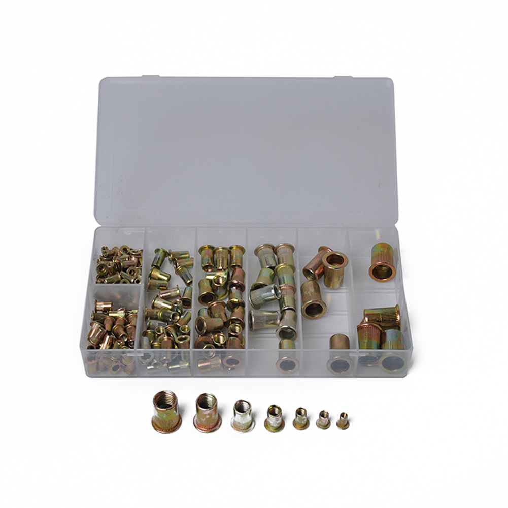 M3/4/5/6/8/10/12 Boxed Suit 100PCS/165pcs/210PCS Mixed Zinc Plated Carbon Steel Rivet Nut Kit Tools Set