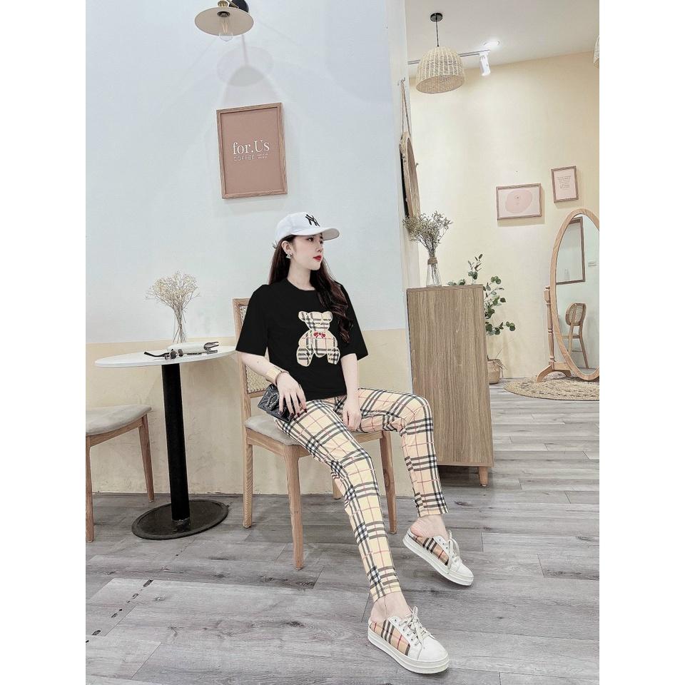 SET BỘ THỜI TRANG FOM RỘNG PHỐI HỌA TIẾT BBR GẤU THÊU