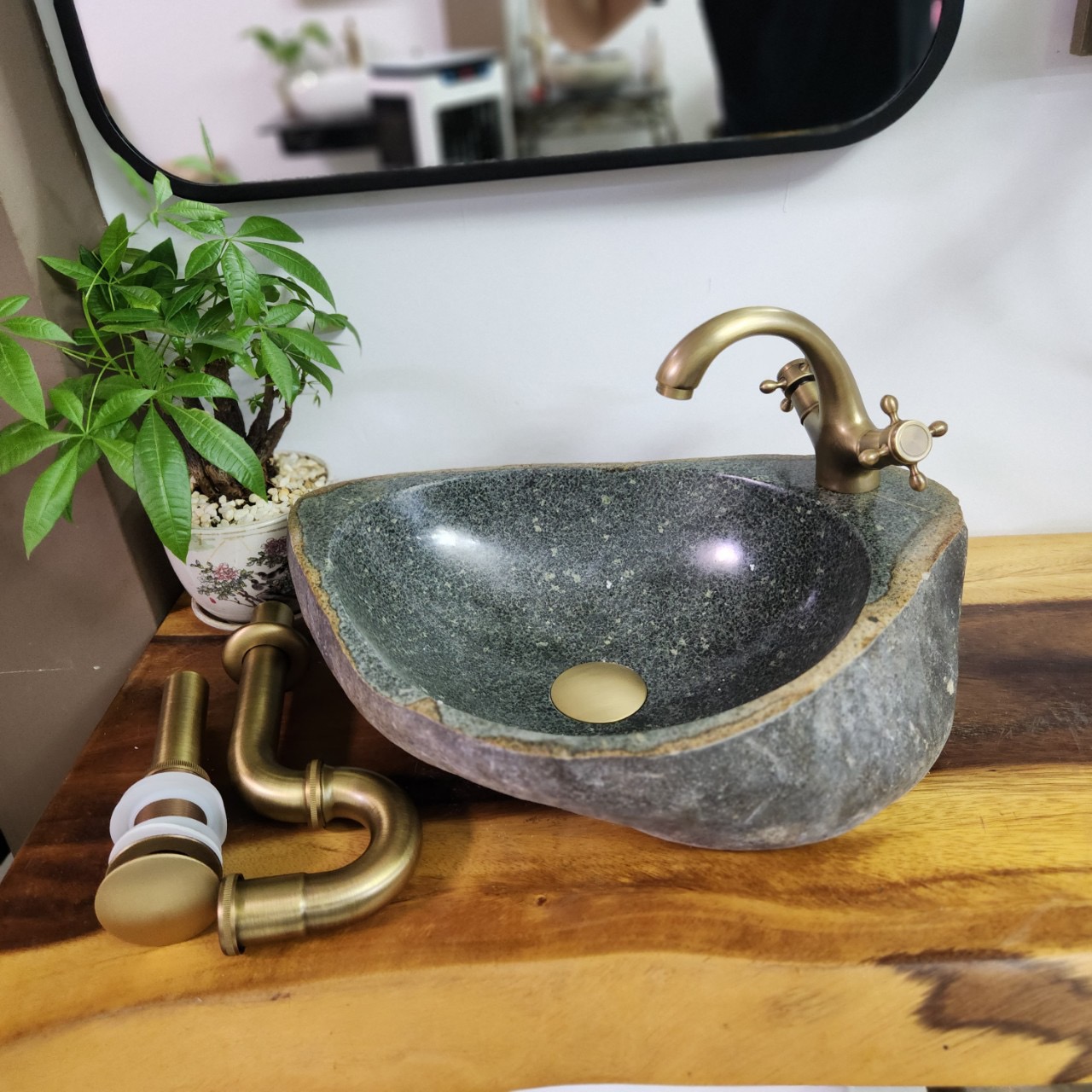 Chậu Lavabo đá cuội tự nhiên