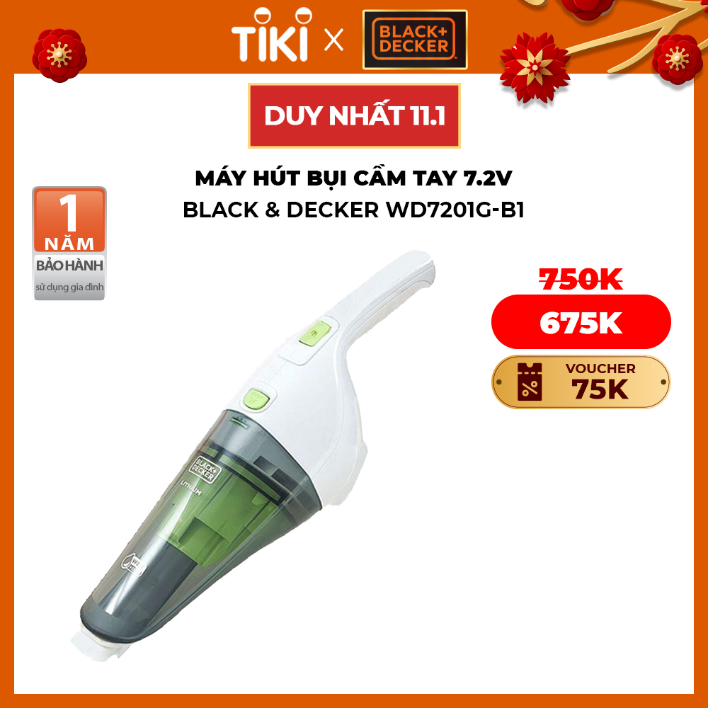 Máy Hút Bụi Cầm Tay Dùng Pin Black Decker WD7201 (7.2V) - Hàng chính hãng - Giao Màu Ngẫu Nhiên