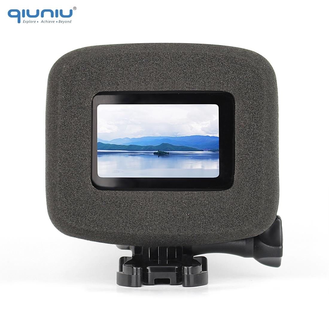 QIUNIU Kính Chắn Gió Xốp Chống Gió Bao Gió Giảm Tiếng Ồn Bọt Biển Cho GoPro Hero 5/6/7 Đen 7 Bạc trắng Go Pro Phụ Kiện
