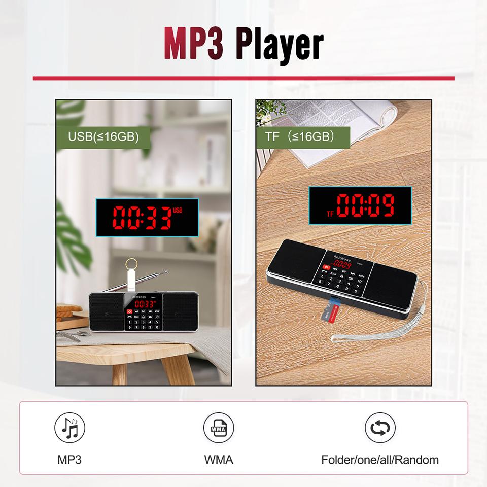 Retekess TR602 Radio Di động Radio Am Fm Loa Bluetooth có thể sạc lại Âm thanh nổi Fm Bộ thu sóng bằng pin Máy nghe nhạc MP3 Màu sắc: TR602