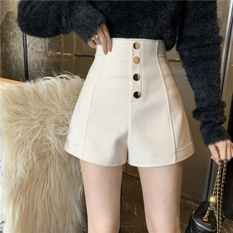 Quần short nữ lưng cao ống rộng DOLOXI cạp cao 4 khuy khóa lưng vải tuyết mưa Q039