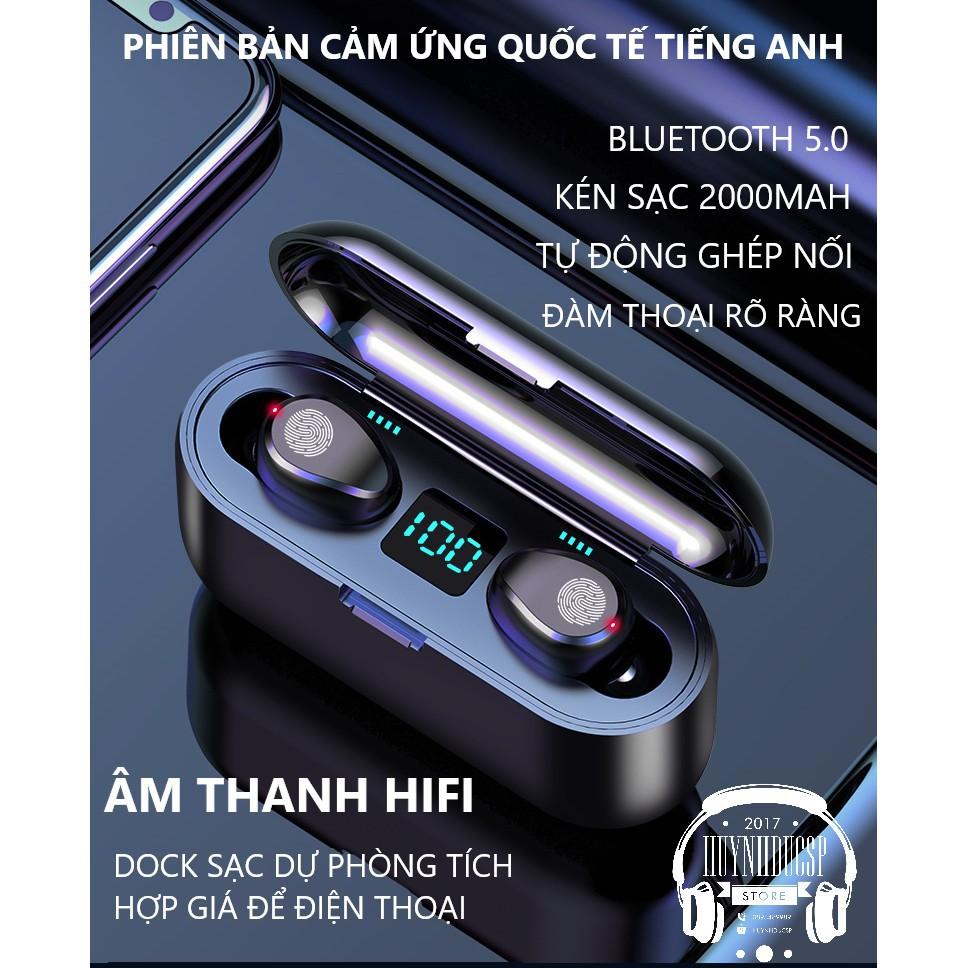 Tai Nghe Bluetooth, Tai nghe không dây AMOI F9 TWS 5.0 9D, Cảm ứng chạm, Chống Nước, Chống Ồn