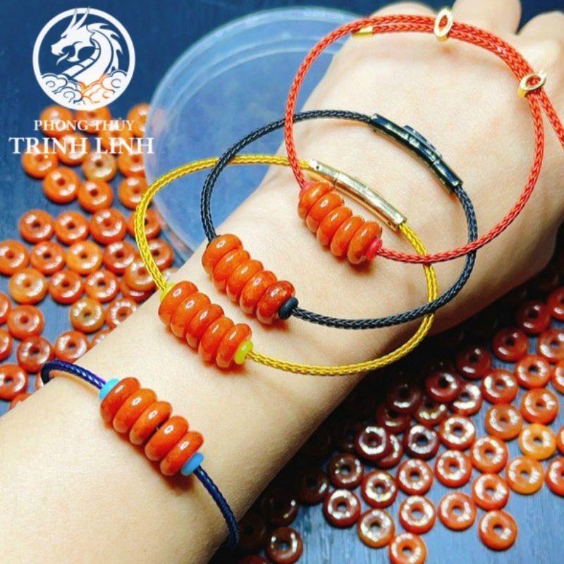 VÒNG TAY NGŨ ĐỒNG ĐIẾU HUYẾT ĐỎ CAM