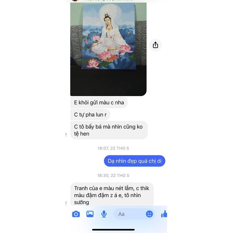 TRANH TÔ MÀU THEO SỐ MẪU BỒ TÁT VÀ HOA SEN