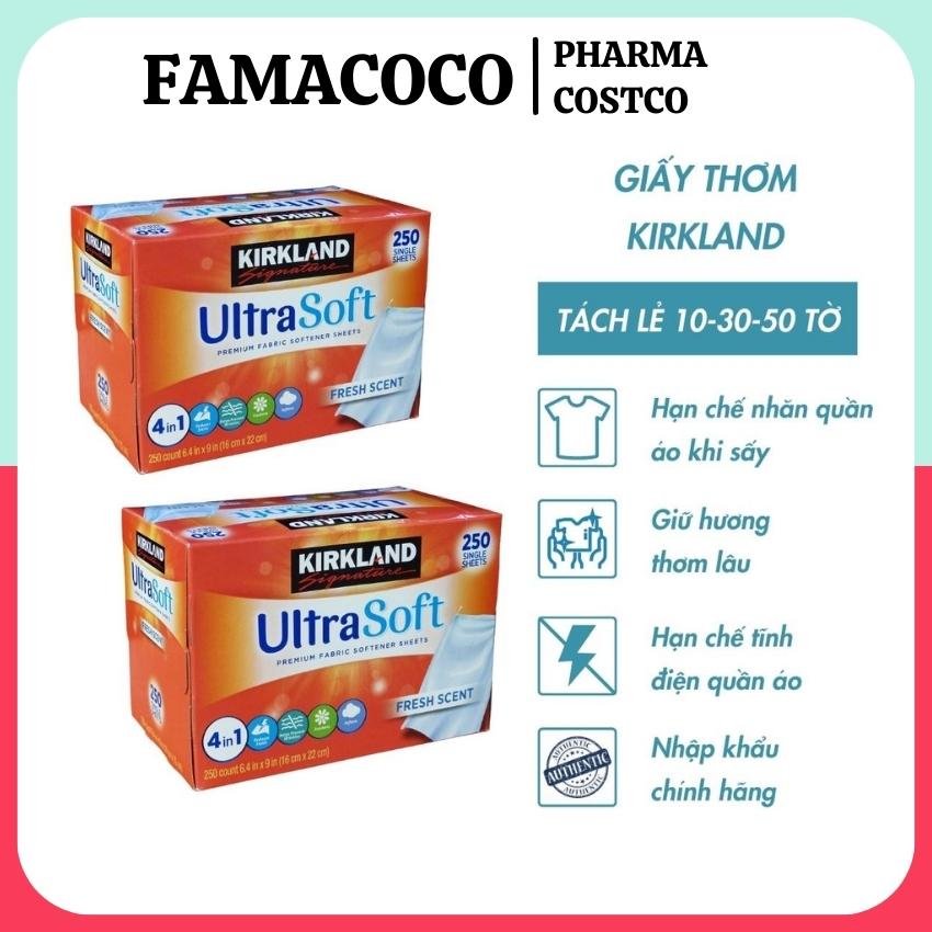 Giấy Thơm Quần Áo Kirkland Ultra Soft Hàng Mỹ Hộp 250 tờ - Giúp Mềm Vải và Khử Mùi Ẩm Mốc Famacoco