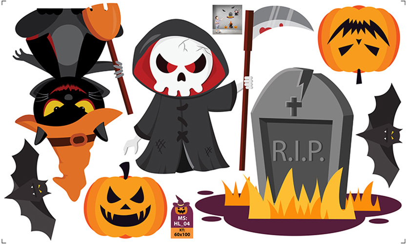 DECAL TRANG TRÍ HALLOWEEN COMBO SỐ 19
