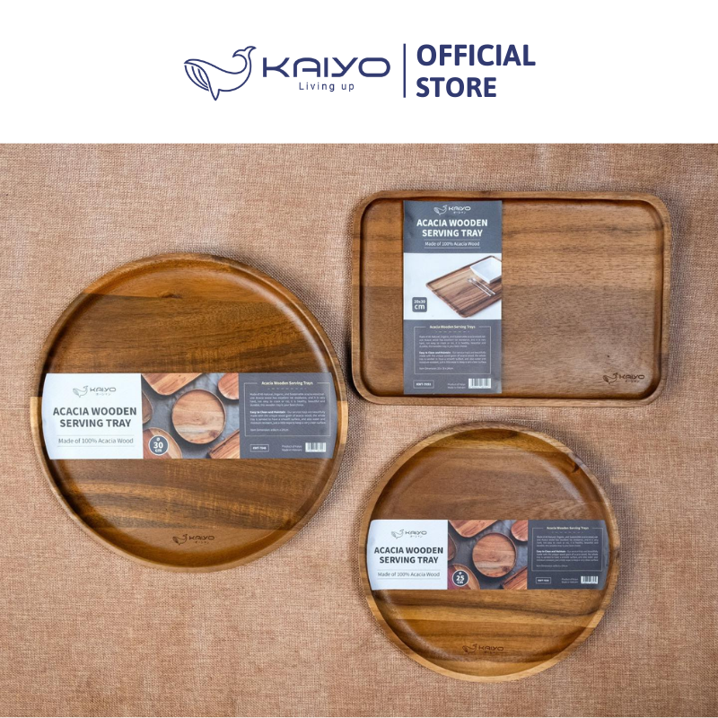 Khay gỗ Kaiyo hình tròn, đường kính 30cm