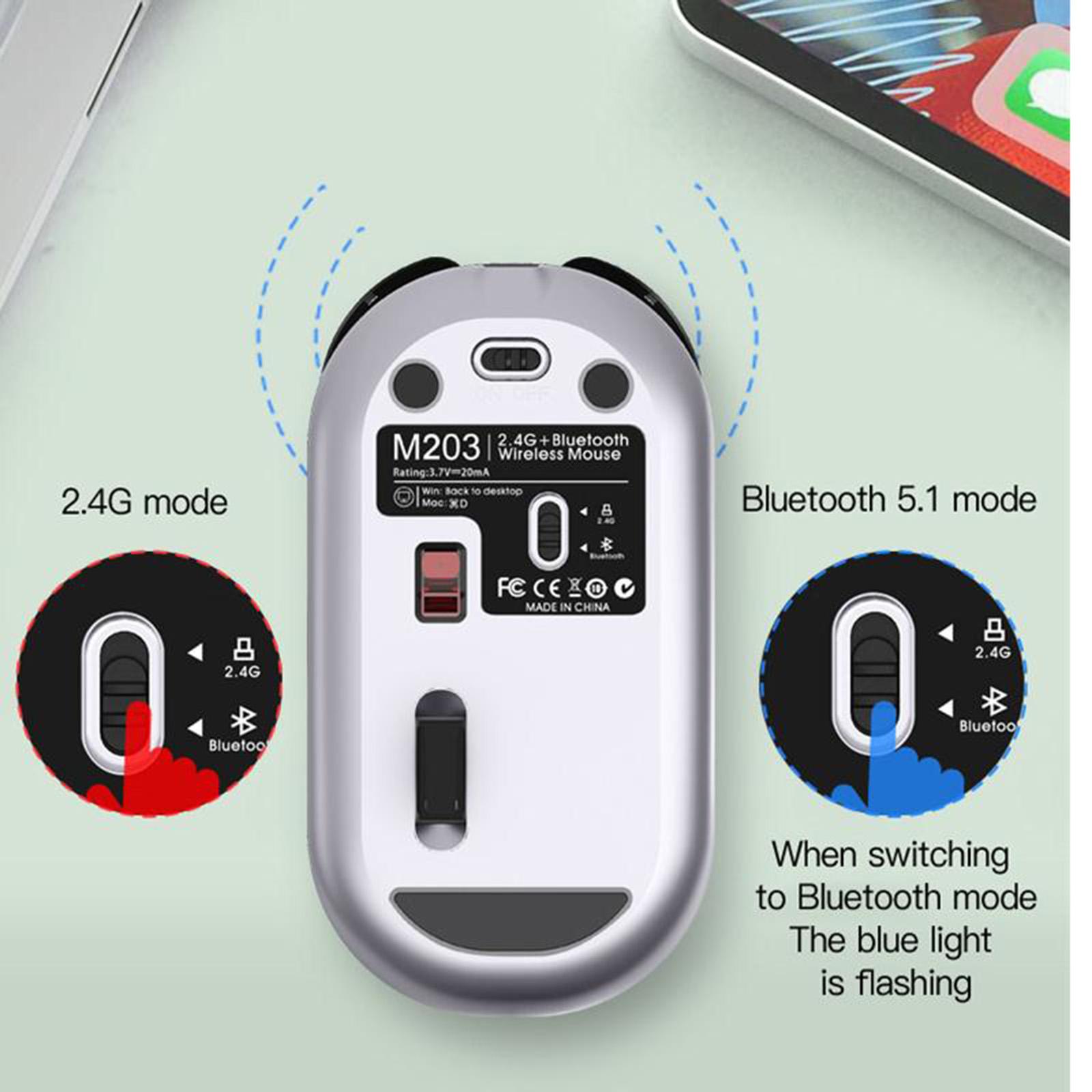 2.4G Universal USB Wireless Bluetooth 5.0 Mice Silent Mouse Rechargeable 1600 DPI