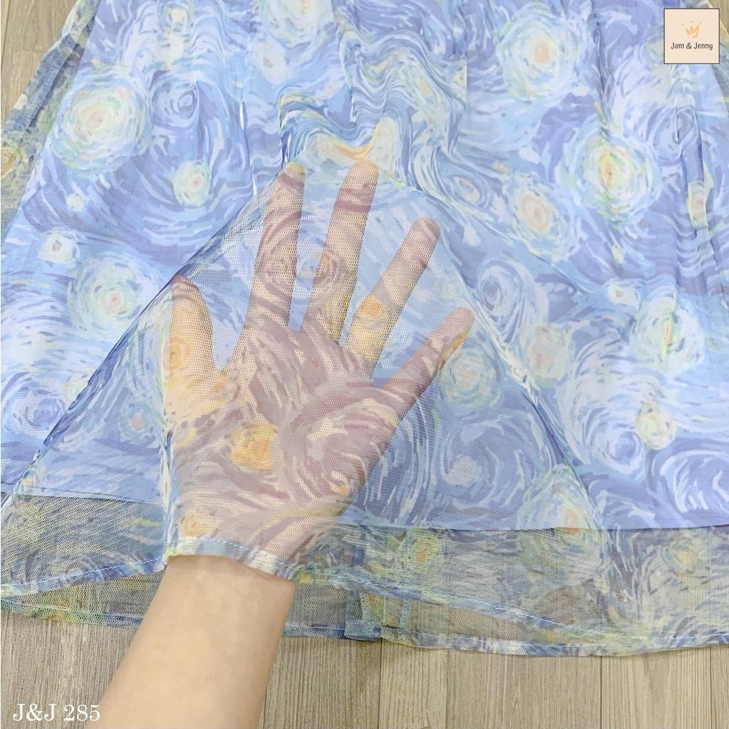 Đầm babydoll cho bé gái màu loang phong cách Hàn Quốc từ 8-30kg chất voan mềm mát