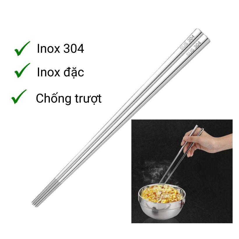 Set 5 đôi đũa inox 304 chống trượt Hàn quốc