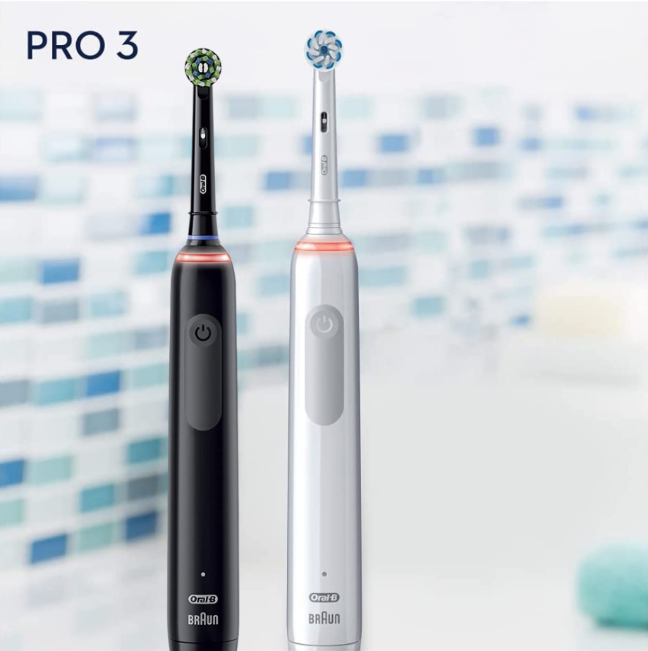 Set 2 Bàn Chải Đánh Răng Chạy Điện Oral-B Pro 3 3900 CrossAction, Oral B Electric Toothbrush, Công Nghệ 3D Làm Sạch Sâu, Nhập Đức, Hàng Chính Hãng