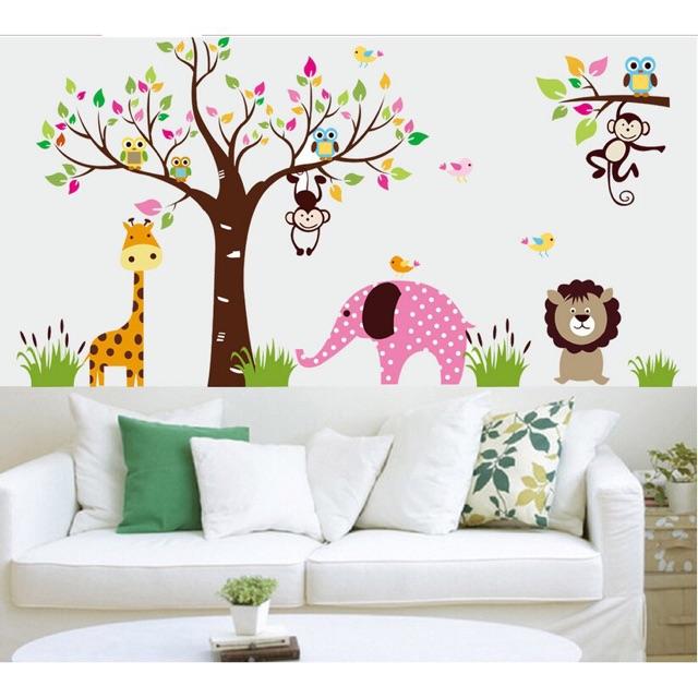Decal dán tường Vườn thú hồng HOT to nhất